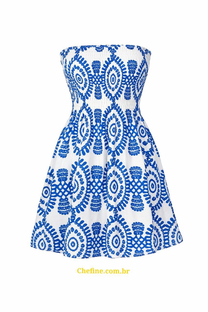 VESTIDO VERÃO ESTAMPADO AZUL CHEFINE