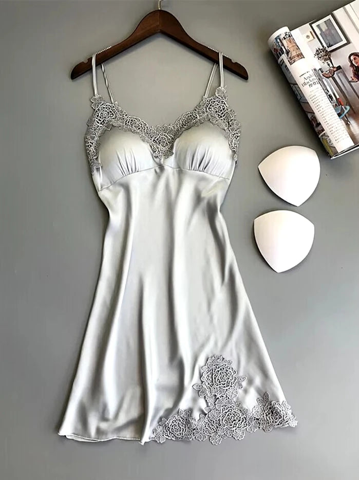 Vestido Pijamas Curta De Seda