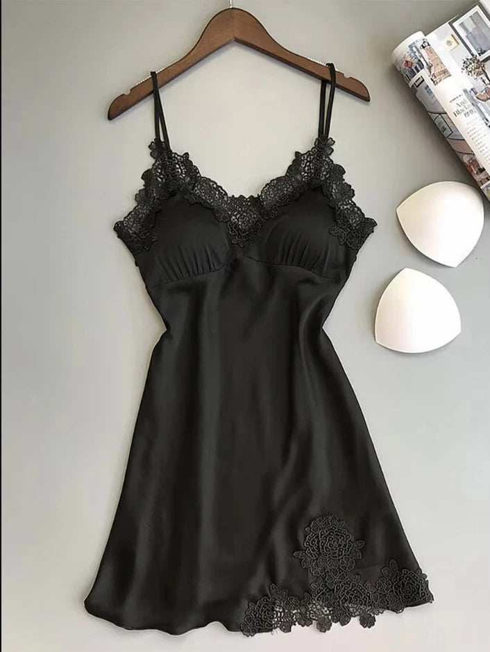 Vestido Pijamas Curta De Seda