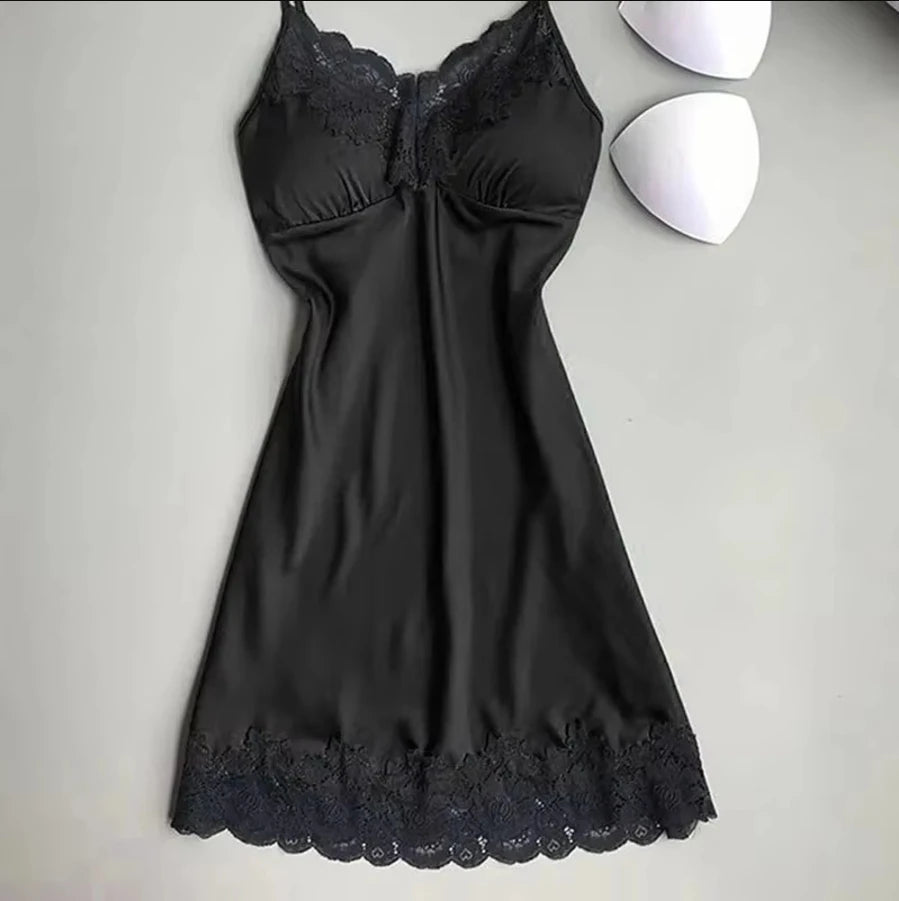 Vestido Pijamas Curta De Seda