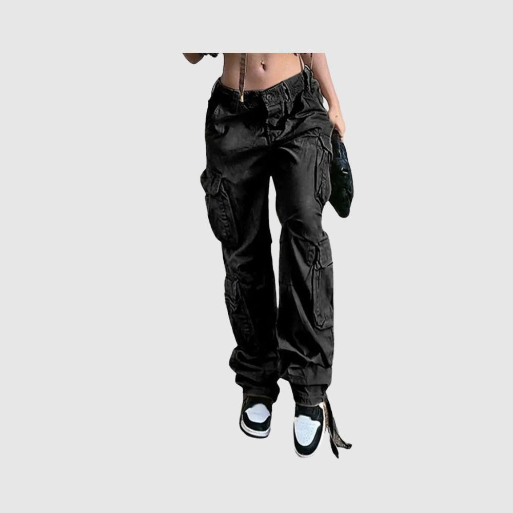 Calça Cargo Feminina Vintage Cinza